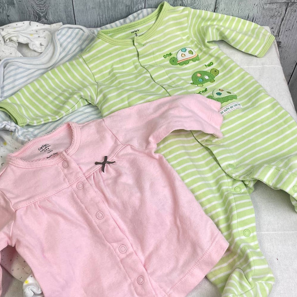 Lot of 6 Carters Baby Girl 3 Months One Piece Sleepers Long Short Sleeve Top Lot - Picture 4 of 4